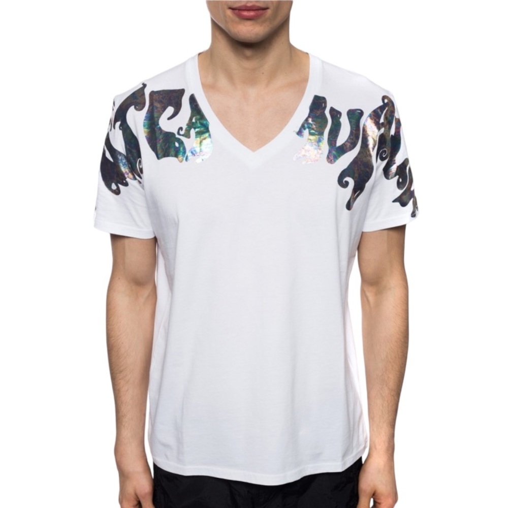 JUST CAVALLI | Men’s V-Neck Printed Tee size large